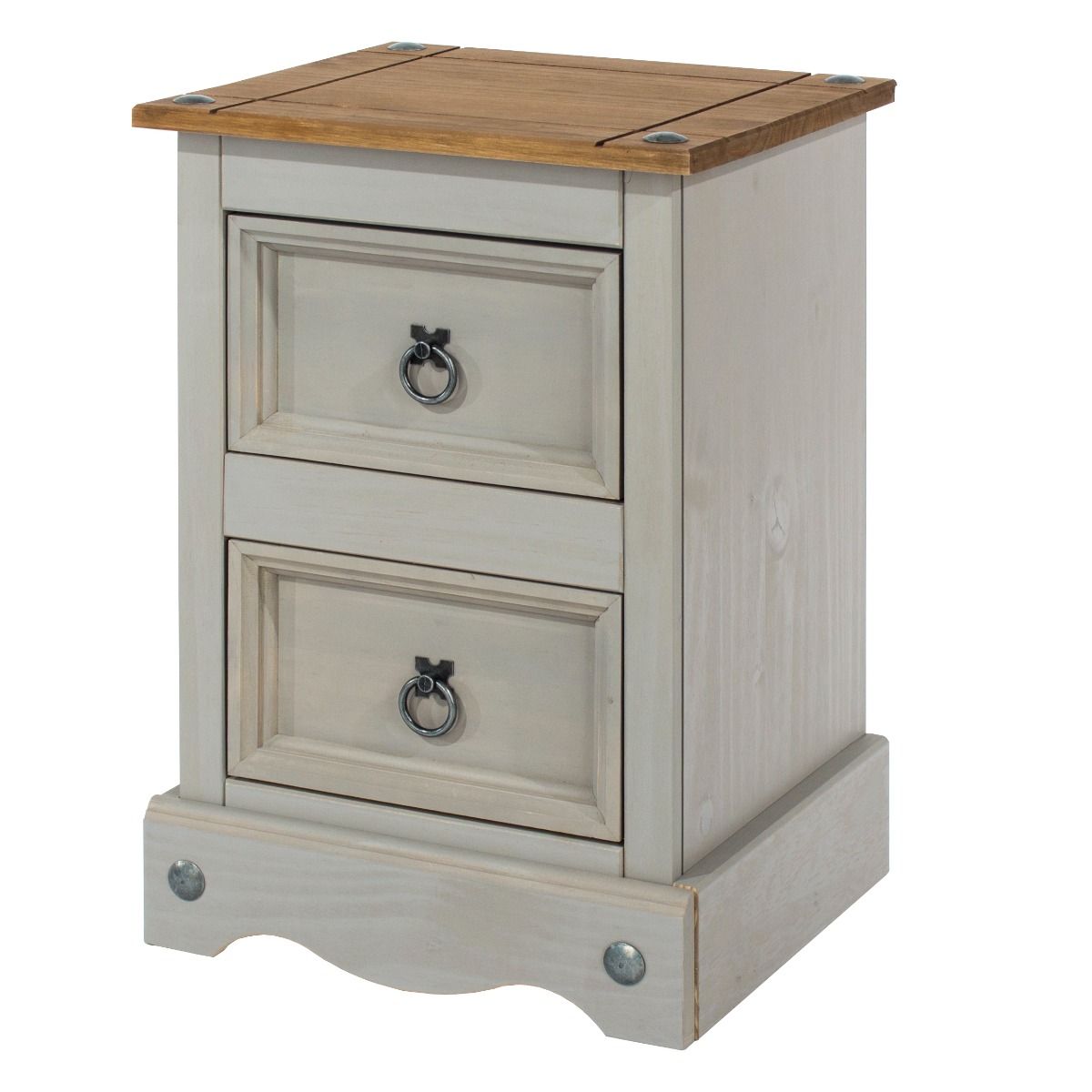 Bedside Table - CORONA 2 Drawer Nightstand Grey 36cm - Colton & Sawyer