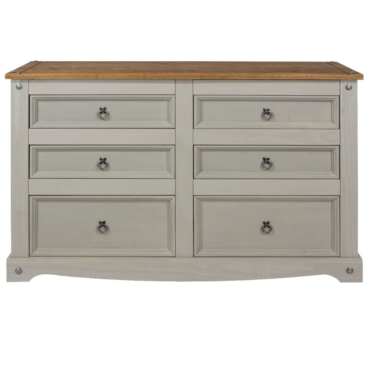 CECILIA Grey Chest of Drawers - Large-sized, 6 Drawers - Colton & Sawyer