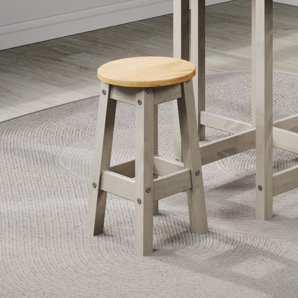 Ethans Round Set of 2 Breakfast Stools - Pine - Colton & Sawyer