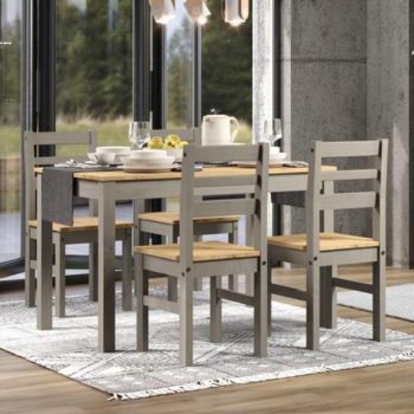 Ethans Dining Table with 4 Chair Set - Grey - Colton & Sawyer