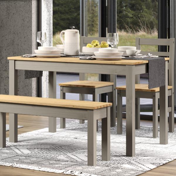 Ethans Large Dining Table with 2 Chair and Bench Set - Grey - Colton & Sawyer