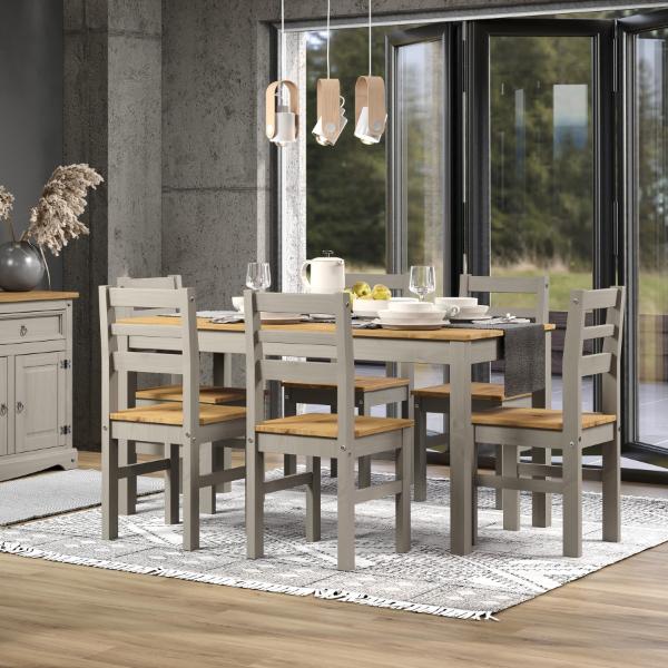 Ethans Large Dining Table with 6 Chair Set - Grey - Colton & Sawyer