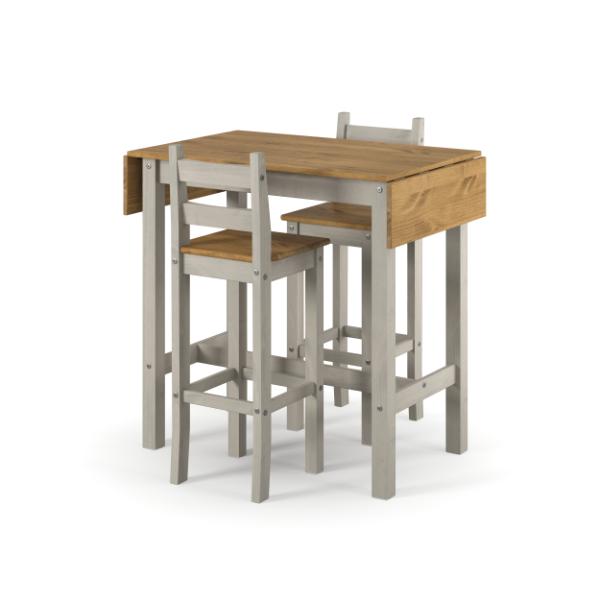 Ethans Extendable High Breakfast Bar Set with 2 Chairs - Grey - Colton & Sawyer