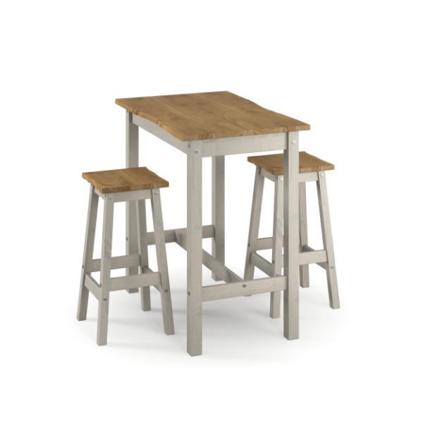 Ethans Live Edge Large Breakfast Bar Set with Stools - Grey - Colton & Sawyer