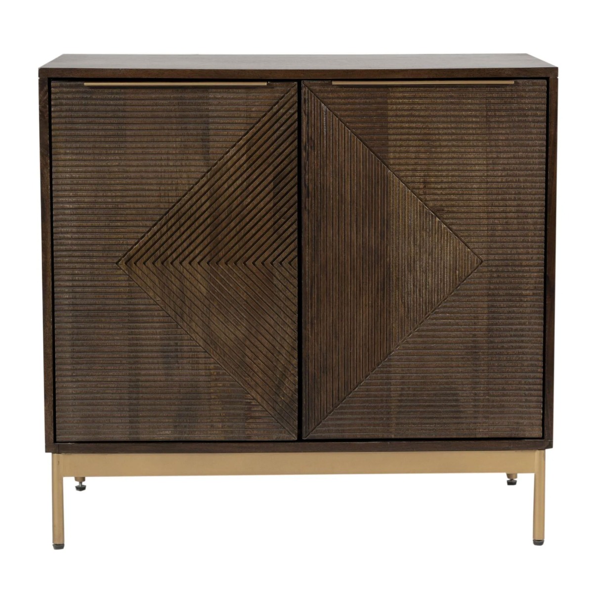 Cristina Grooved Design 2 Doors Small Sideboard - Mango Dark Finish - Cybil & Clive