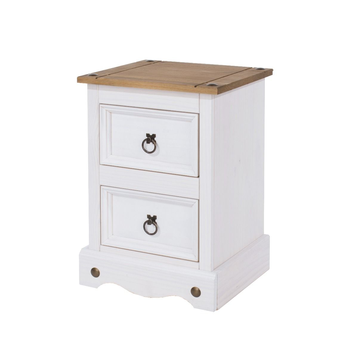 Bedside Table - CORONA 2 Drawer Nightstand White 36cm - Colton & Sawyer