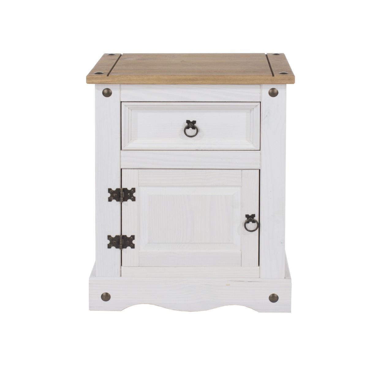 Bedside Table - CORONA 1 Drawer 1 Door Nightstand White 53cm - Colton & Sawyer