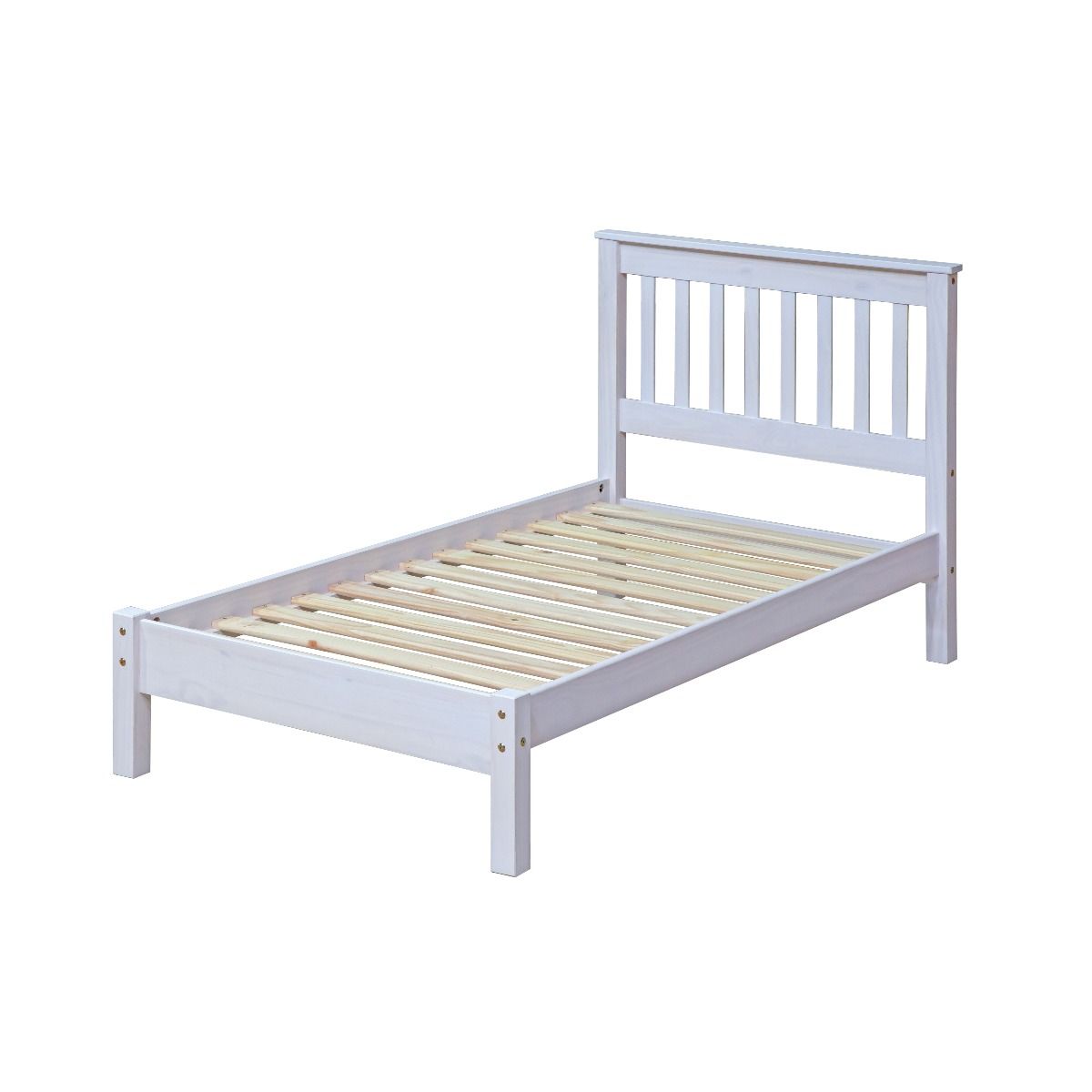 Corona Slatted Pine Low End Bed - 3ft-White - Colton & Sawyer