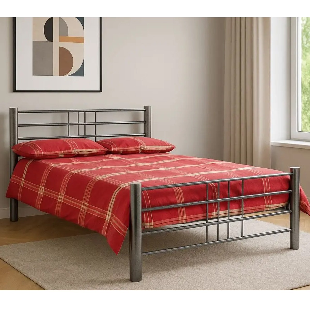 Cuba Hammered Silver Metal Bed Frame - 4ft Small Double - Beds-To-Go