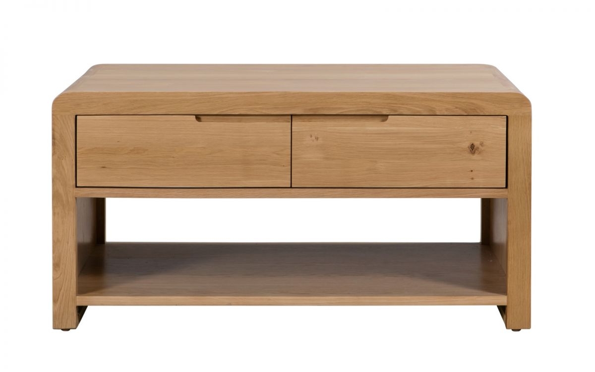 Curve 1-Drawer Coffee Table - Oak - JB Collections