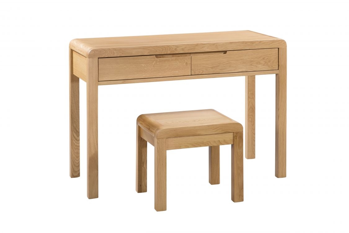 Dressing Table - CURVE 2 Drawer Dresser Oak 110cm - JB Collections