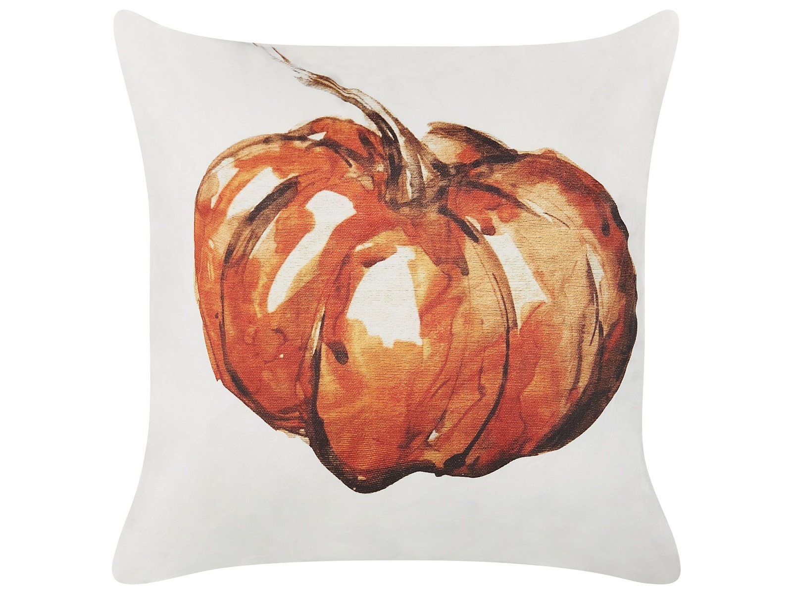 Velvet Cushion Pumpkin Motif 45x45cm Beige and Orange - Gemini Interiors