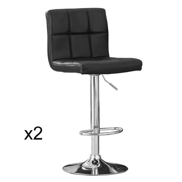 Selkirk Adjustable PU Bar Stools with Chrome Base Black - Set of 2 - Sigrid Mills