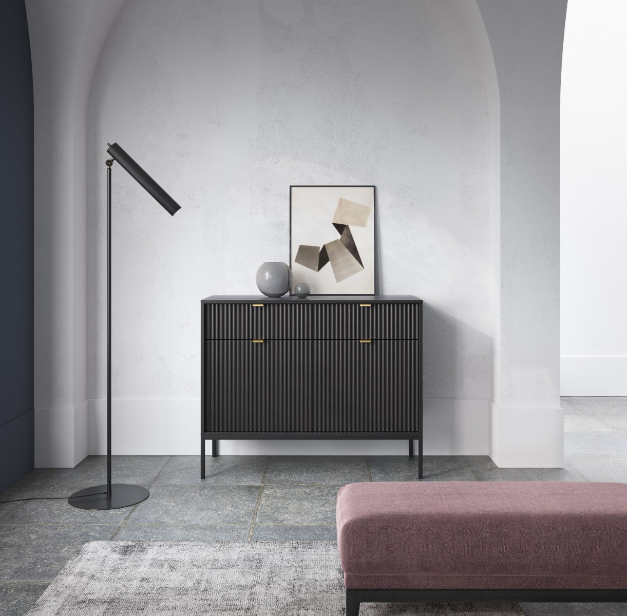 Dyfed Sideboard 104cm - Black - Moonlight Interiors