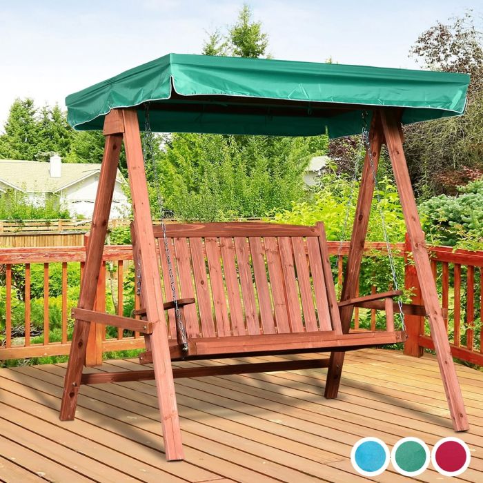 Fir Wood 2-Seater Outdoor Garden Swing Chair with Canopy - 3 Colours