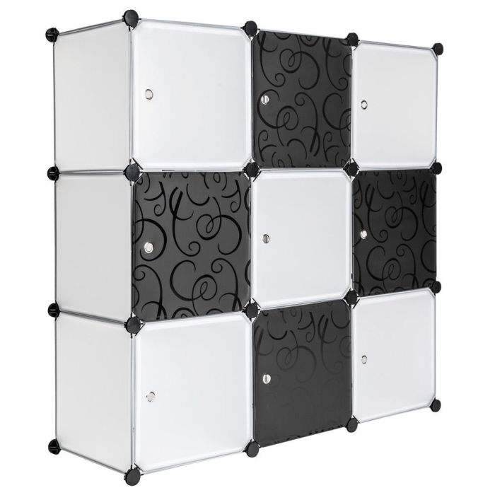 9 Cube Storage Plastic Shoe Rack - White Colour