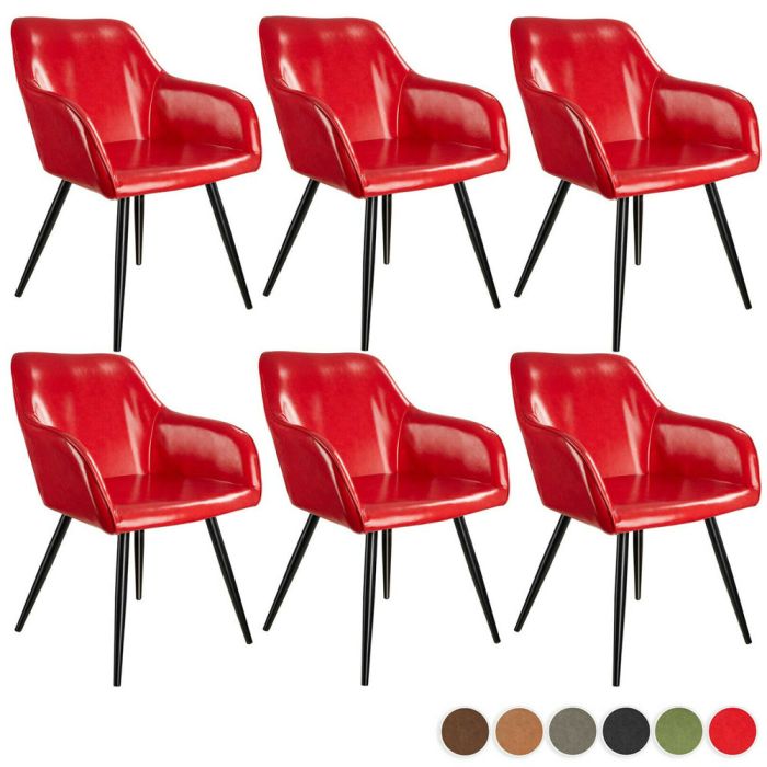 Ergonomic Faux Leather Padding Tub Chairs 6 Colours - Set of 6