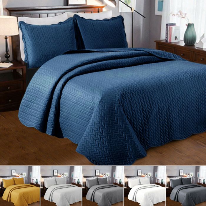 Luxury High Quilted Bedspread 6 Colours - 4 Sizes 