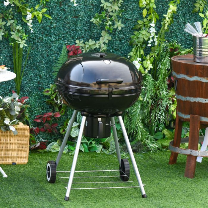 Portable Charcoal Barbecue Grill - Black and Silver