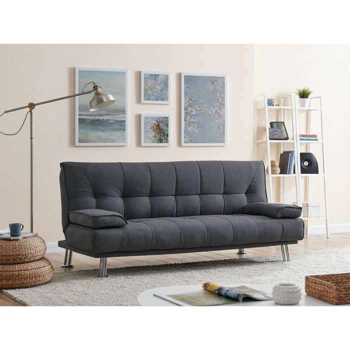 Modern 3 Seater Fabric Sofa Bed - Charcoal Grey