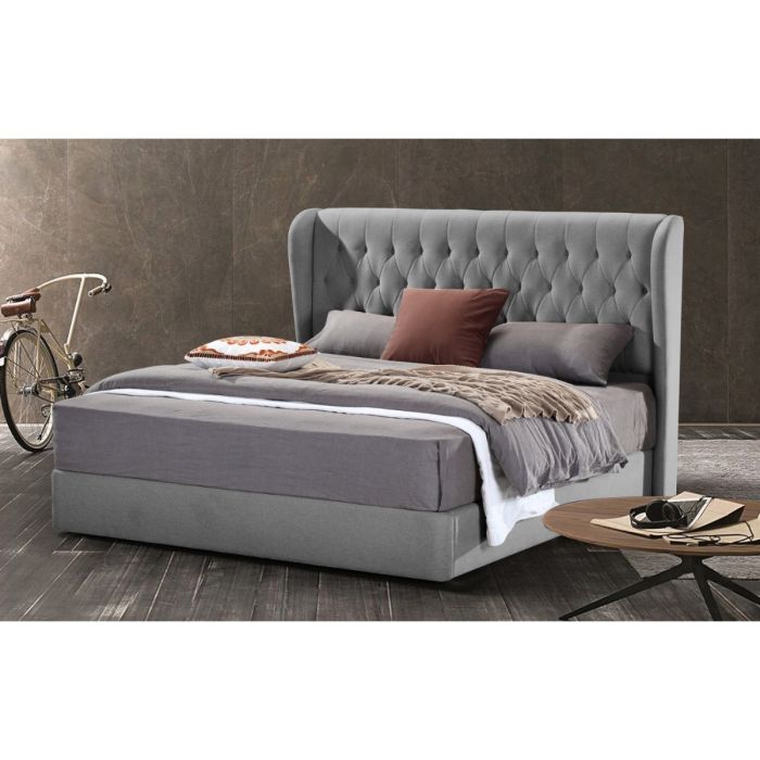 Mariappa Plush Velvet Fabric Bed, Grey Colour - 5 Sizes