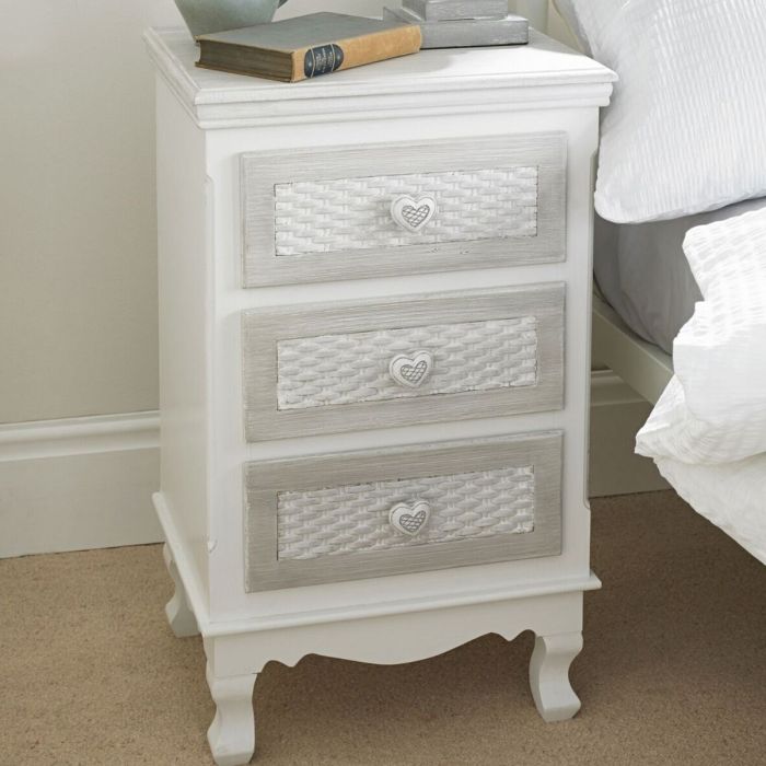 Brittany 3 Drawer Bedside Cabinet - Grey