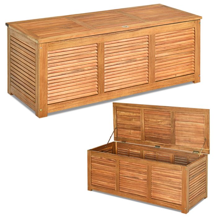 Outdoor 180L Storage Box Deck Wooden Bench - Nature