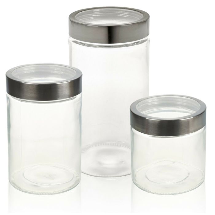 Clear Glass Metal Screw Lid Food Container - 3 Sizes