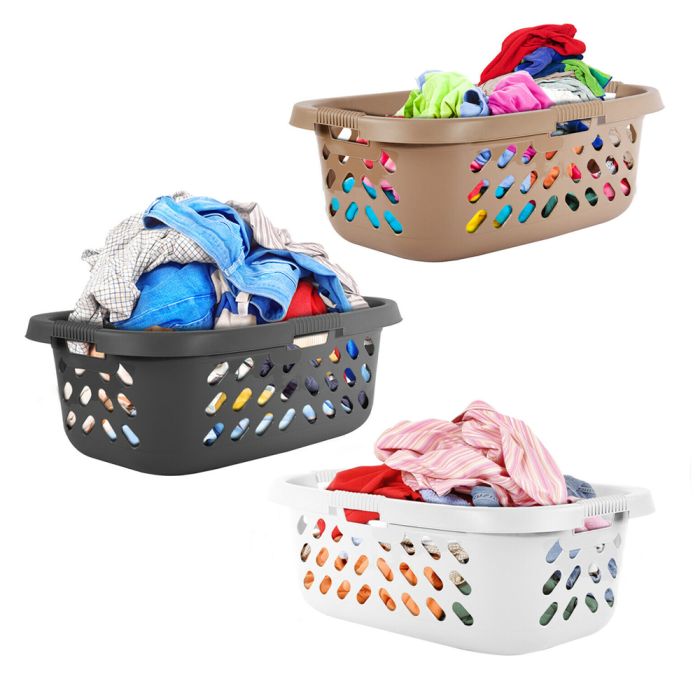 Plastic Hipster Laundry Basket 50L - 3 Colours
