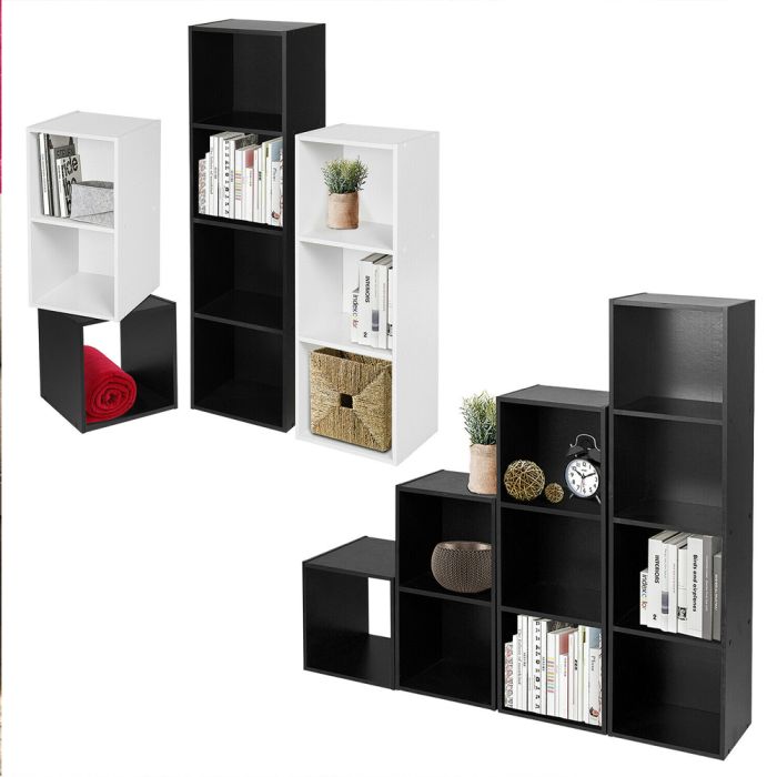 Wooden 1-4 Tier Bookcase Shelves - 2 Colours