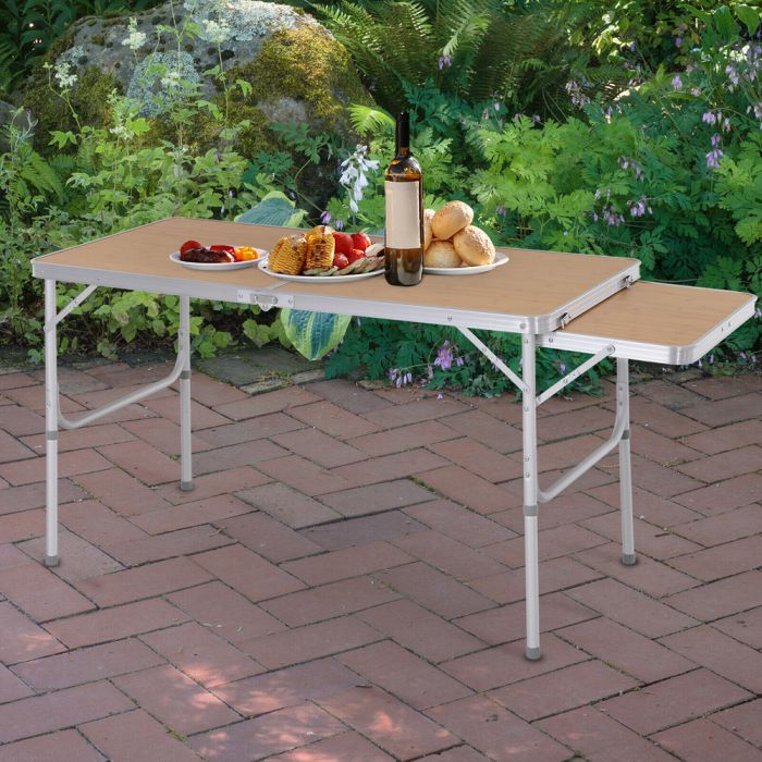 Aluminium Portable Garden Table With Side Desktop - 4ft