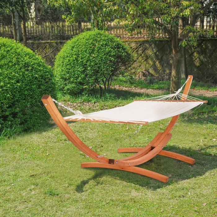 Wooden Frame Hammock With Arc Stand