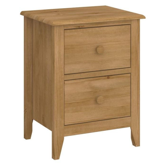 Heston Solid Pine Bedside Table with 2 Drawers Pine