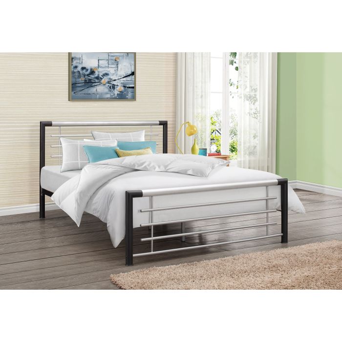 Birlea Faro Black and Silver Metal Bed Frame - Small Double 4ft