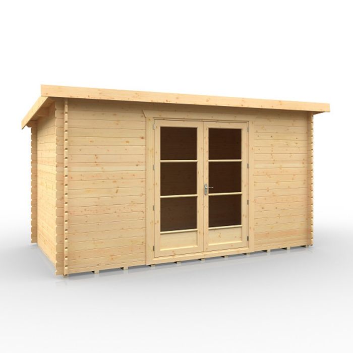 Purbeck Wooden 28MM Cabin Log Glazed Double Doors - 14x8Ft
