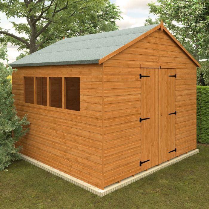 Hambleton Heavyweight Double Door XL Workshop Shed with Fixed Windows - 10 X 10FT