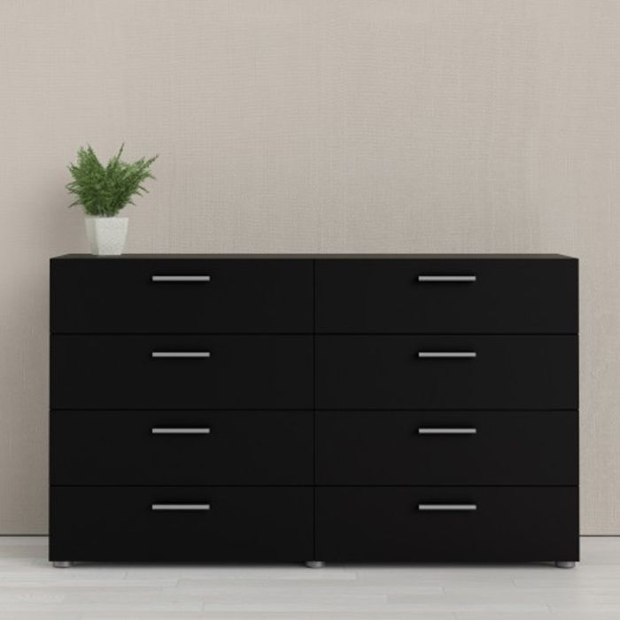 Nottingham High Quality Laminated 8 Drawers Wide Chest - Black
