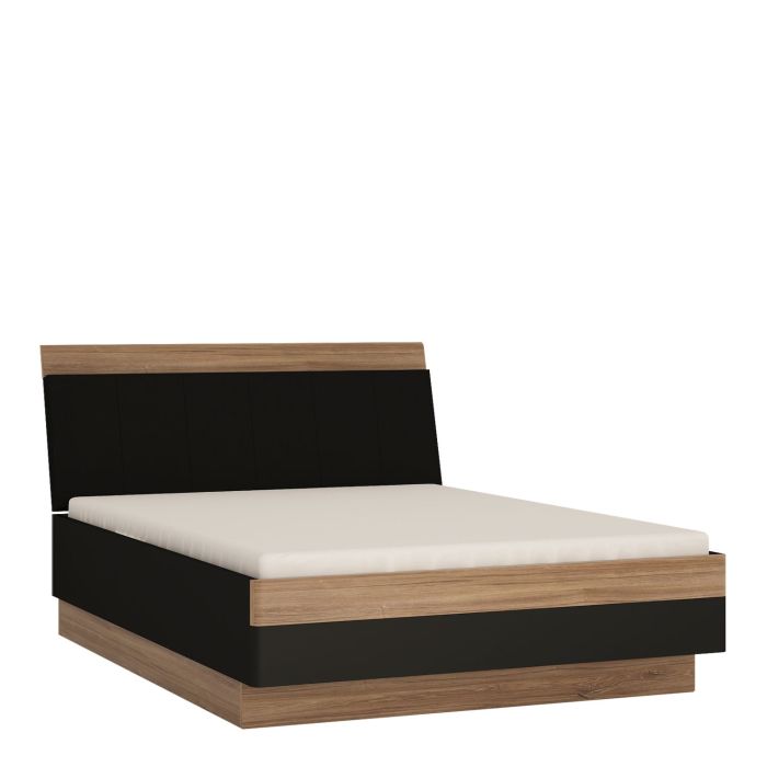 Monaco 140 cm double bed - Stirling Oak with matte black fronts