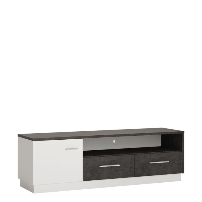 Zingaro 1 door 2 drawer wide TV cabinet - Slate Grey and Alpine White