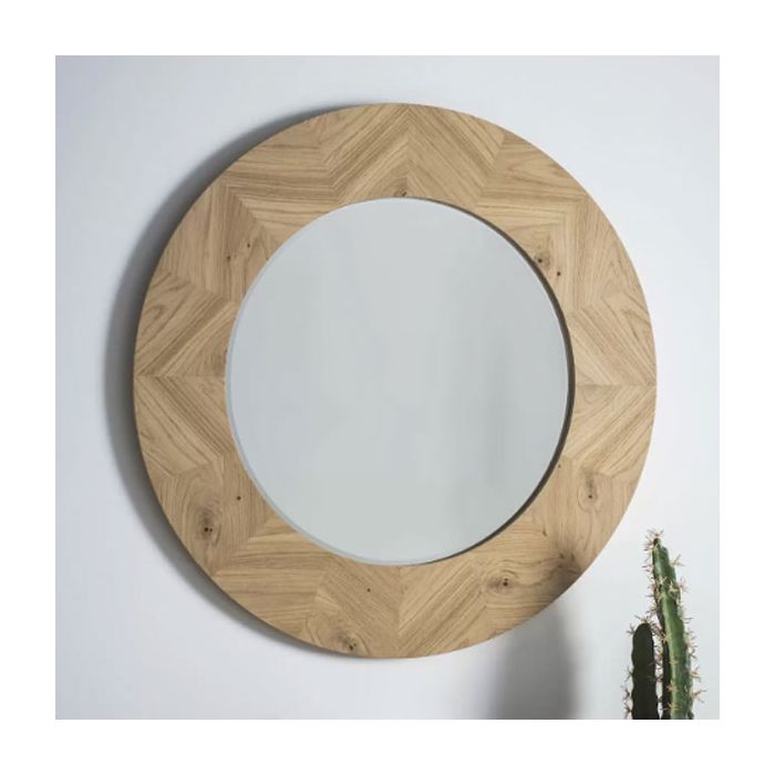 Eilat Round Wall Mirror - Oak