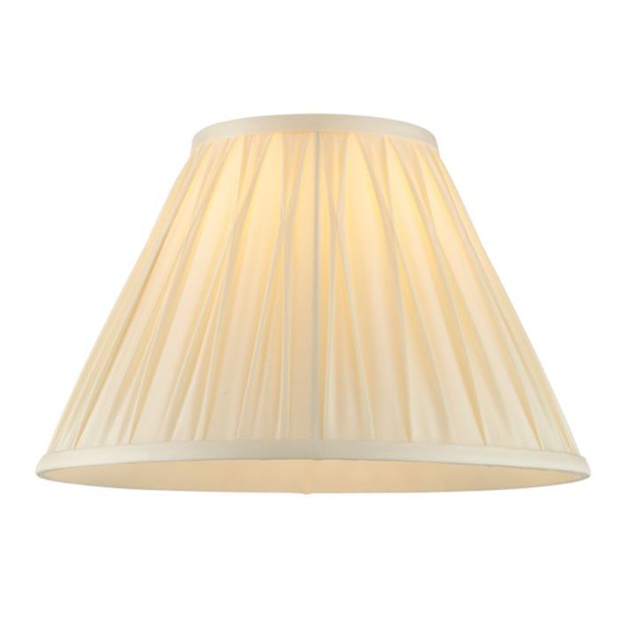 Authentic Style Handmade Pinch Pleat Silk Fabric Lamp Shade in Ivory - 14 Inches