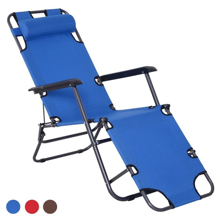 Metal Frame 2 In 1 Sun Lounger with Pillow - 3 Colours