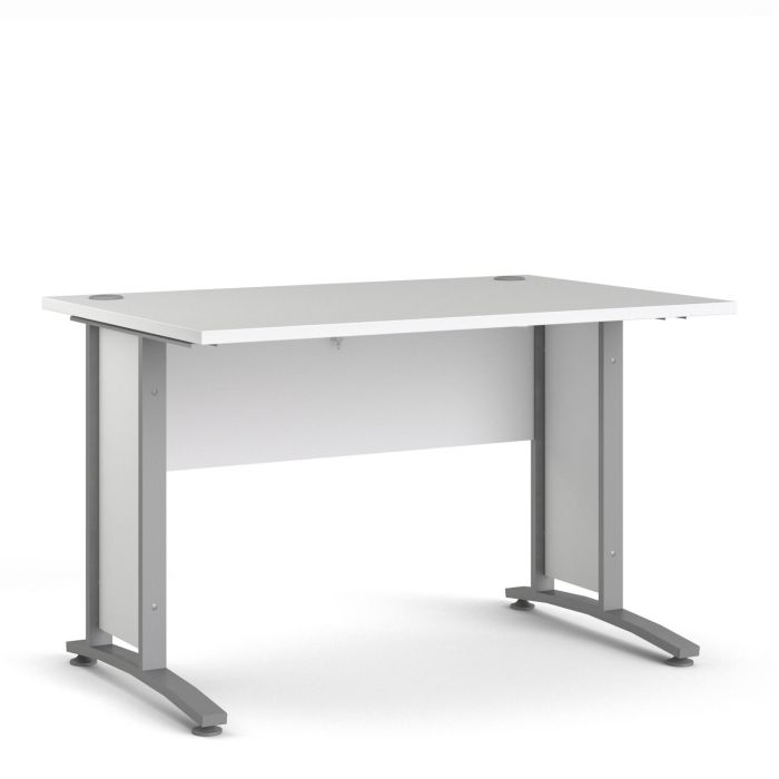 Prima Desk 120 cm in White with Silver grey steel legs - White/Steel Finish