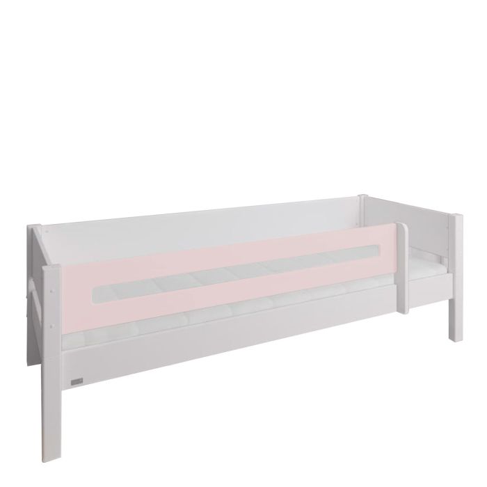 Manis-h White Day Bed with Safety Rail in Light Rose - Snow White/Light Rose