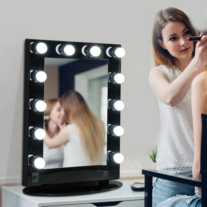 12 LED Vanity Dressing Table Makeup Mirror - Black or White