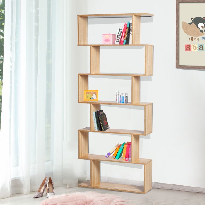 Wooden S Shape Display Bookcase (Oak or Maple)