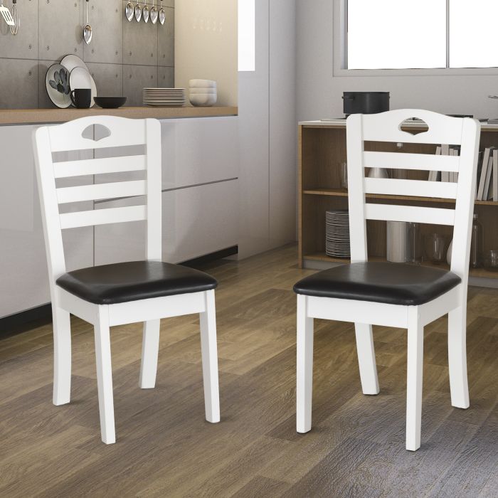 PU Leather Dining Chairs Set of 2 (White Frame & Black Seat)