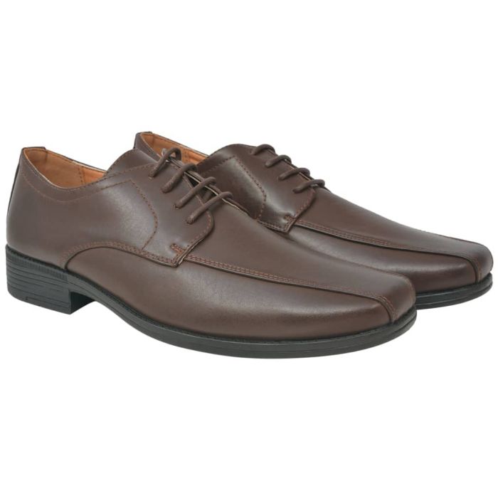 Men's Business Shoes Lace-Up Brown Size 10.5 PU Leather