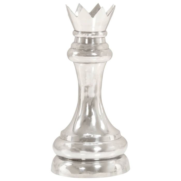 Chess Queen Sculpture Solid Aluminium 58 cm Silver