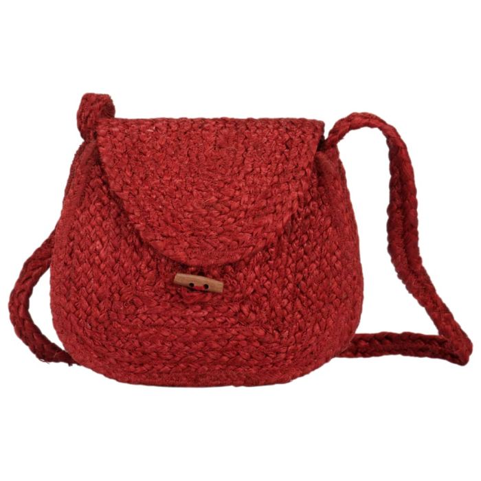 Shoulder Bag Red Handmade Jute